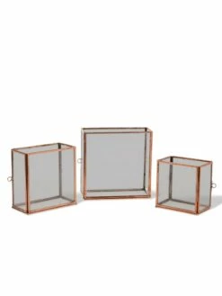 Copper And Glass Terrariums, Set Of 3 -garden Sales Store 8609212 0851 tif