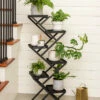 Crisscross Cascading Plant Stand With Black Trays -garden Sales Store 8612705 0081 crisscross cascading plant stand with black trays